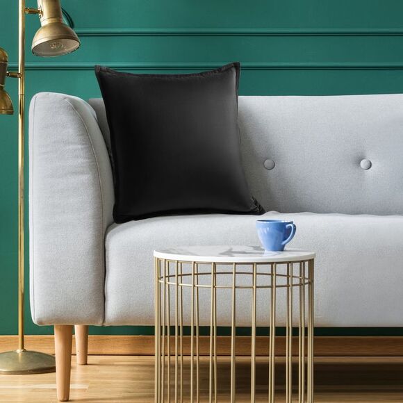 Velvet Throw Pillow Cover Cushion Cases for Sofa Bed 20"x20" Black - Picture 5 of 6